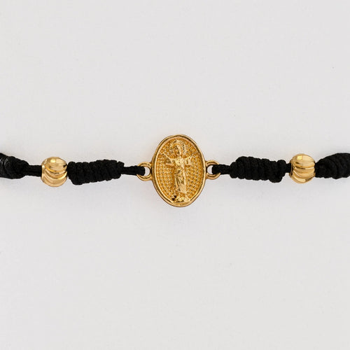 Guillo Divino Niño Negro, tejido a mano con balines de oro laminado 18k