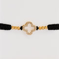 Guillo Trébol Negro, tejido a mano con balines de oro laminado 18k