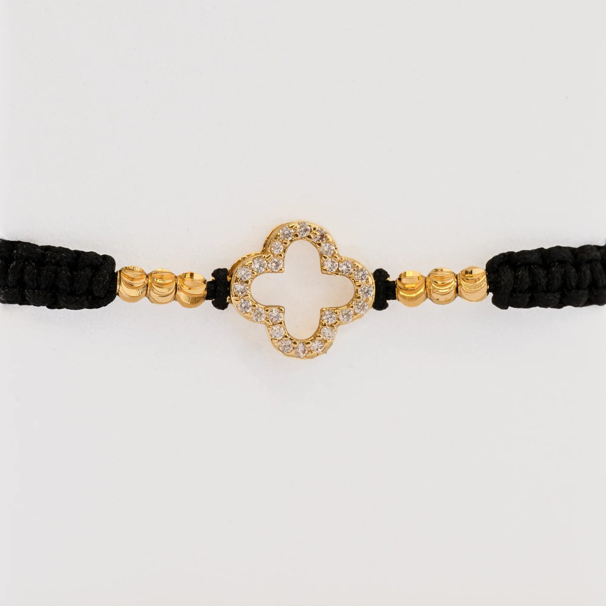 Guillo Trébol Negro, tejido a mano con balines de oro laminado 18k
