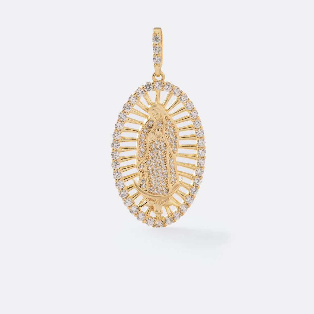 Dije Virgen Guadalupe cristal de oro laminado 18k