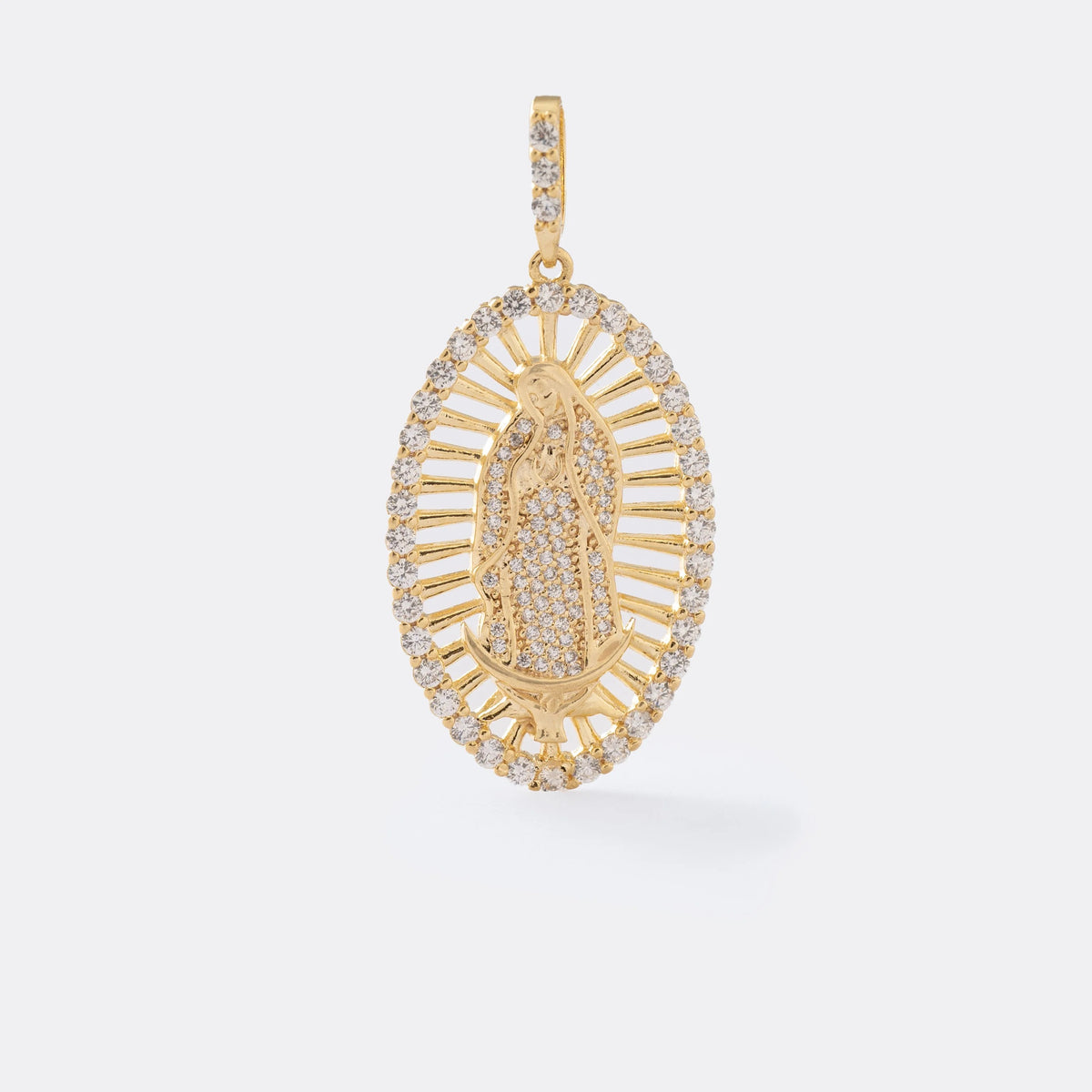Dije Virgen Guadalupe cristal de oro laminado 18k