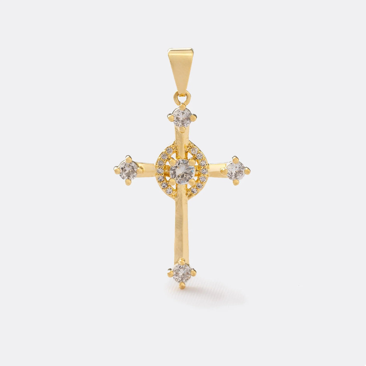 Dije Cruz cristal de oro laminado 18k