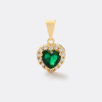 Dije Corazón Verde de oro laminado 18k