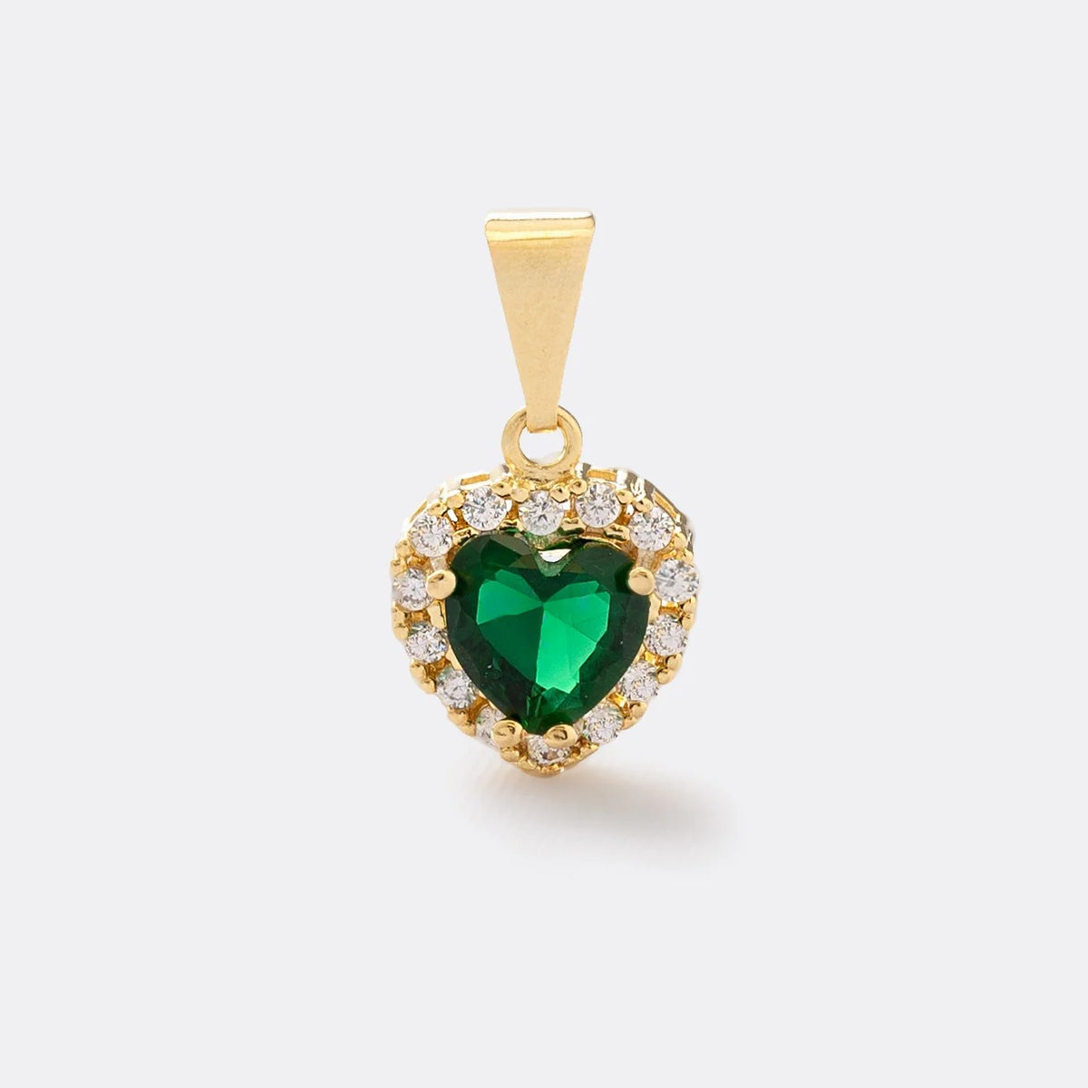 Dije Corazón Verde de oro laminado 18k