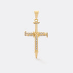 Dije Cruz Clavos Circonias Cristal de oro laminado 18k