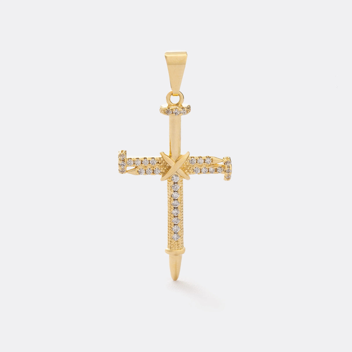 Dije Cruz Clavos Circonias Cristal de oro laminado 18k