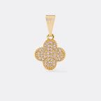 Dije Trébol Circonias 1 cm de oro laminado 18k