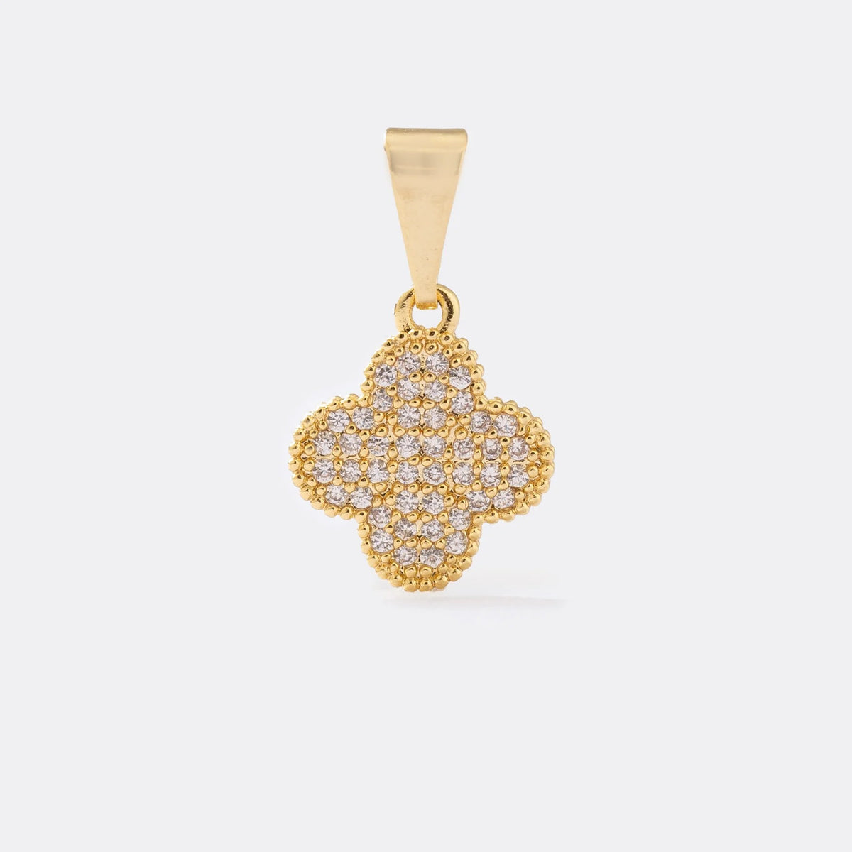 Dije Trébol Circonias 1 cm de oro laminado 18k