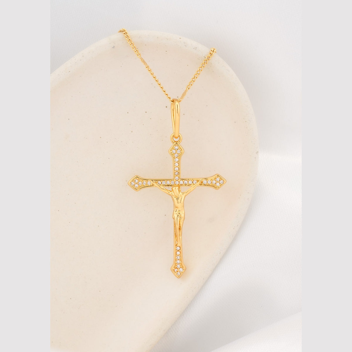 Detalle de Dije Cruz Cristo Circonias 4 cm