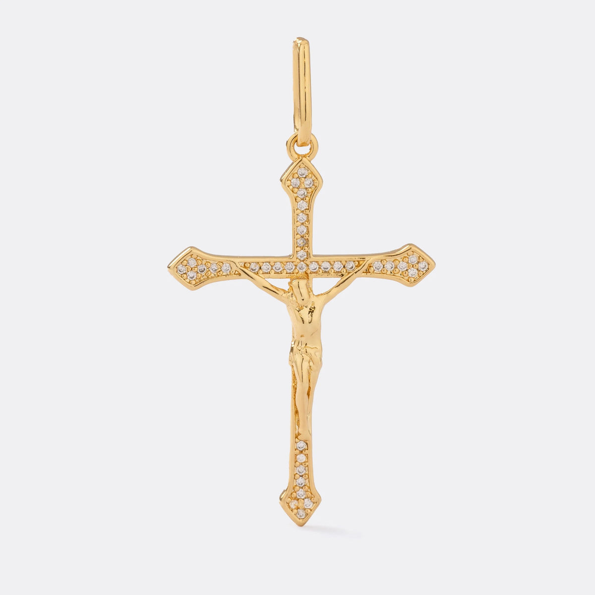 Dije Cruz Cristo Circonias 4 cm de oro laminado 18k