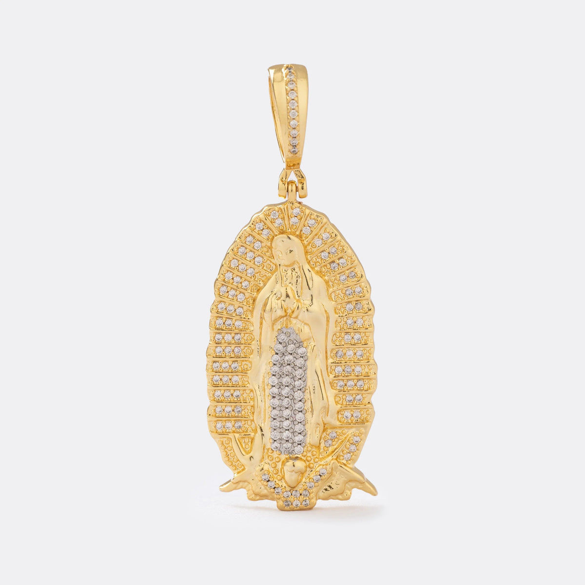 Dije Nuestra Señora de Guadalupe Circonias de oro laminado 18k