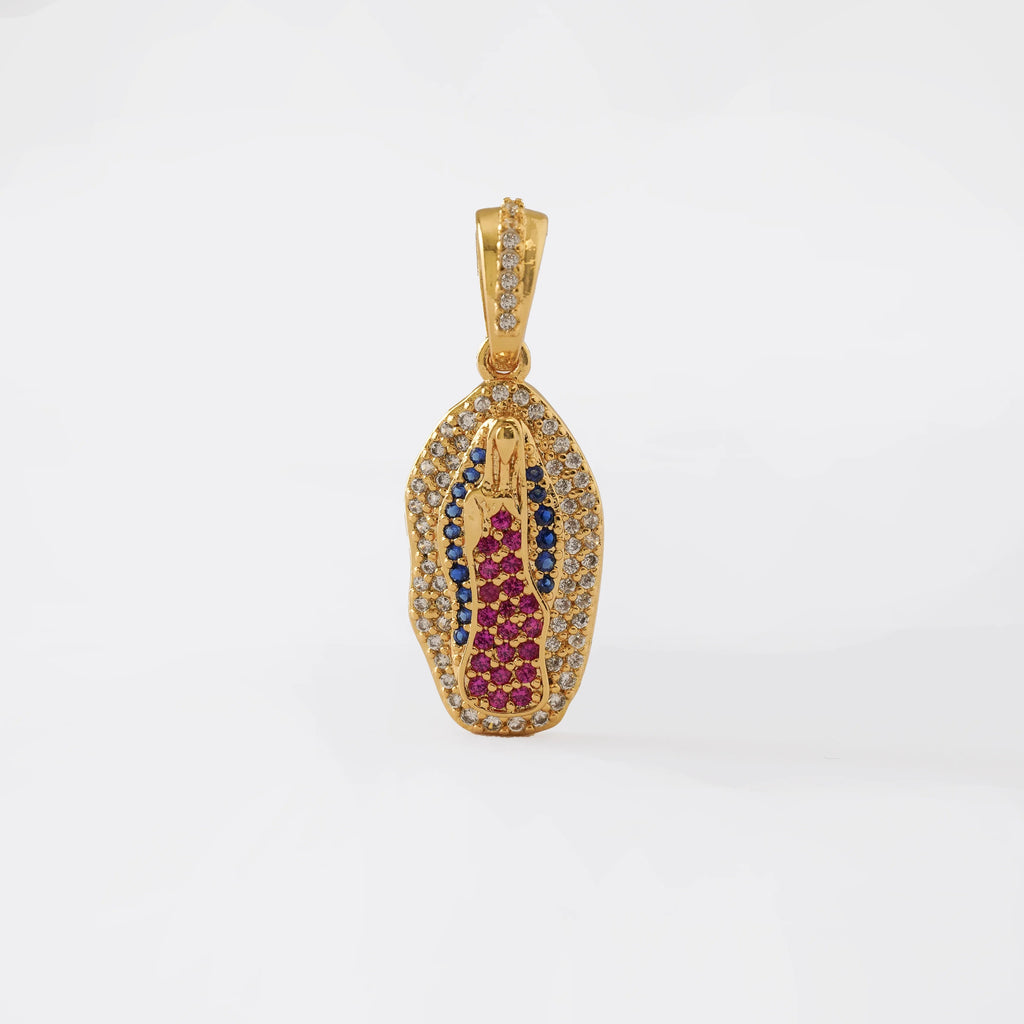 Dije Virgen María de Guadalupe de oro laminado 18k