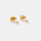 Aretes Topo Mini Circonia Cuadrada Cristal de oro laminado 18k