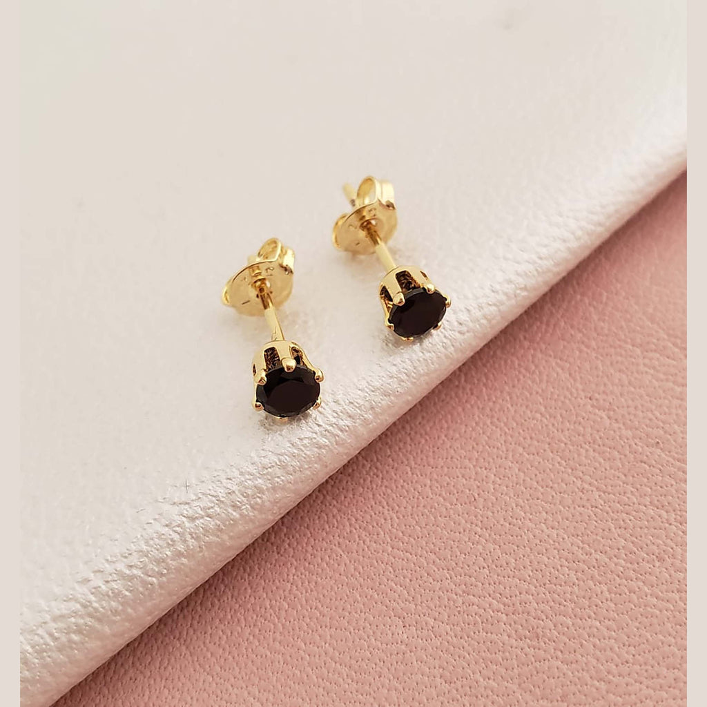 Aretes Topo Circonia Redonda Negra puestos (3)