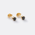 Aretes Topo Circonia Redonda Negra de oro laminado 18k