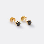 Aretes Topo Circonia Redonda Negra de oro laminado 18k