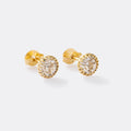 Aretes Topo Circonia 6 mm de oro laminado 18k