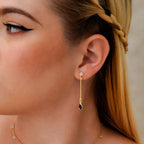 Aretes Largos Azul puestos (2)