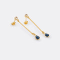 Aretes Largos Azul de oro laminado 18k