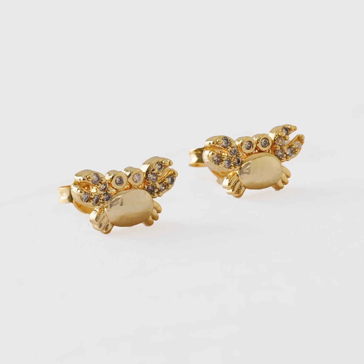 Aretes Cangrejo Circonias de oro laminado 18k