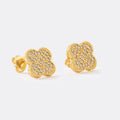 Aretes Trébol Circonia 1.1 cm de oro laminado 18k