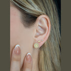 Aretes Trébol Redondo Circonias 1 cm puestos