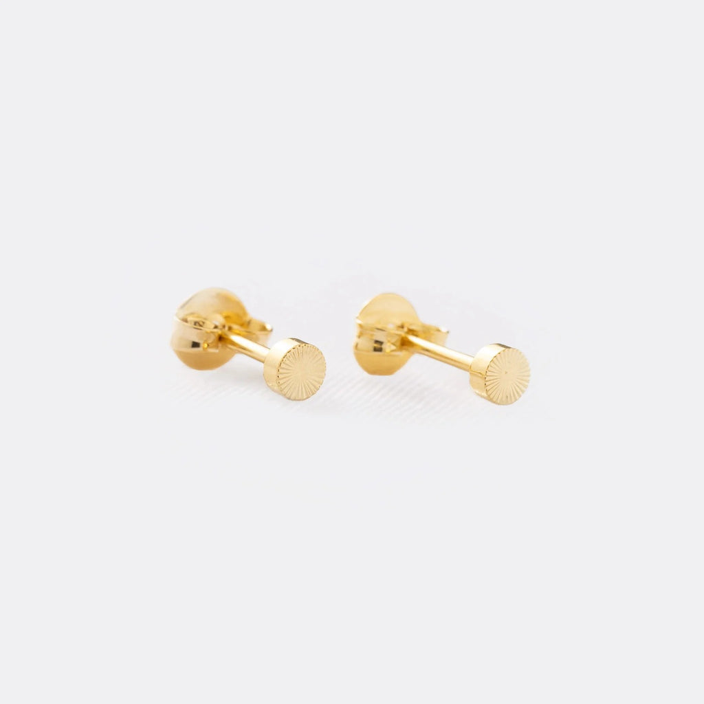 Aretes Sol Redondo 3 mm de oro laminado 18k