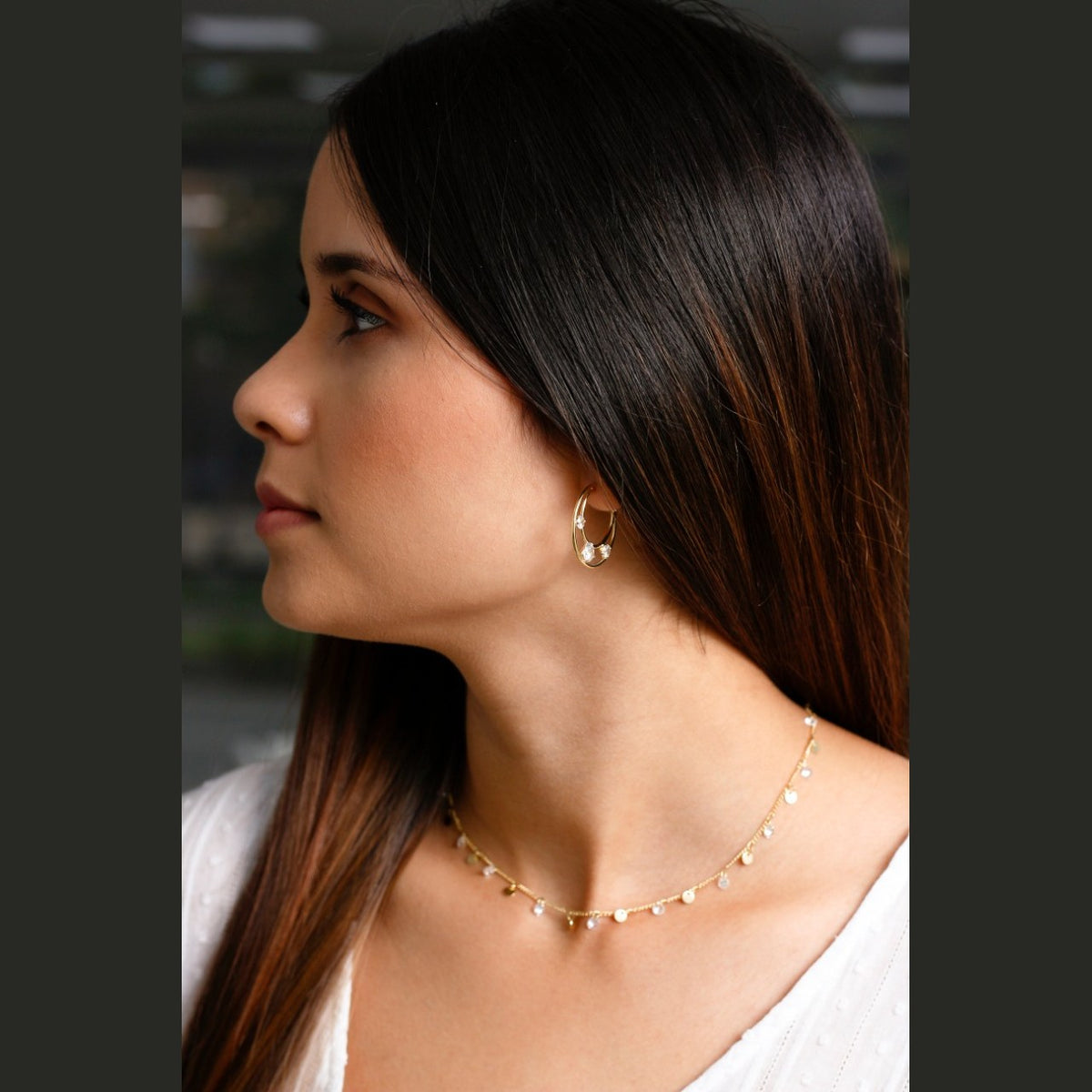 Cadena Cubana con Circonias 45 cm + extensor puesta (2)
