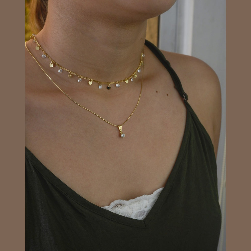 Cadena Cubana con Circonias 45 cm + extensor puesta