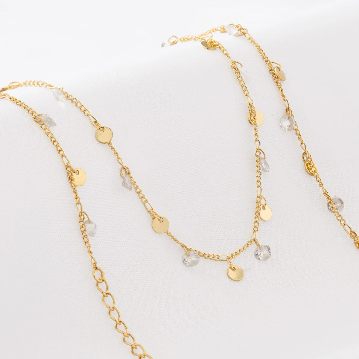 Cadena Cubana con Circonias 45 cm + extensor de oro laminado 18k