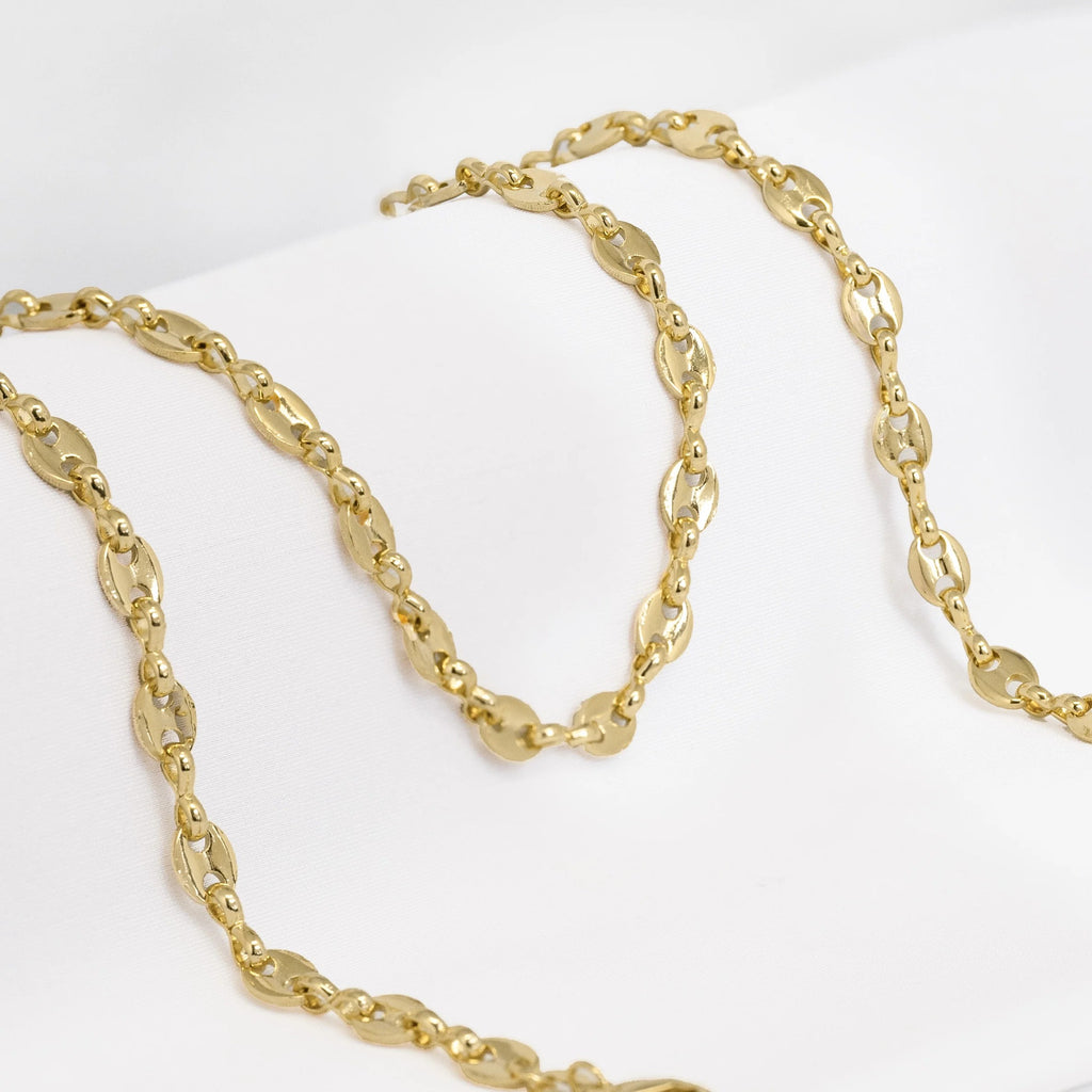 Cadena Eslabón Marinero 65 cm de oro laminado 18k